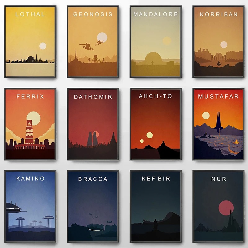 Home Decor Minimal - Retro Planet Star Galaxy Abstract Landschap
