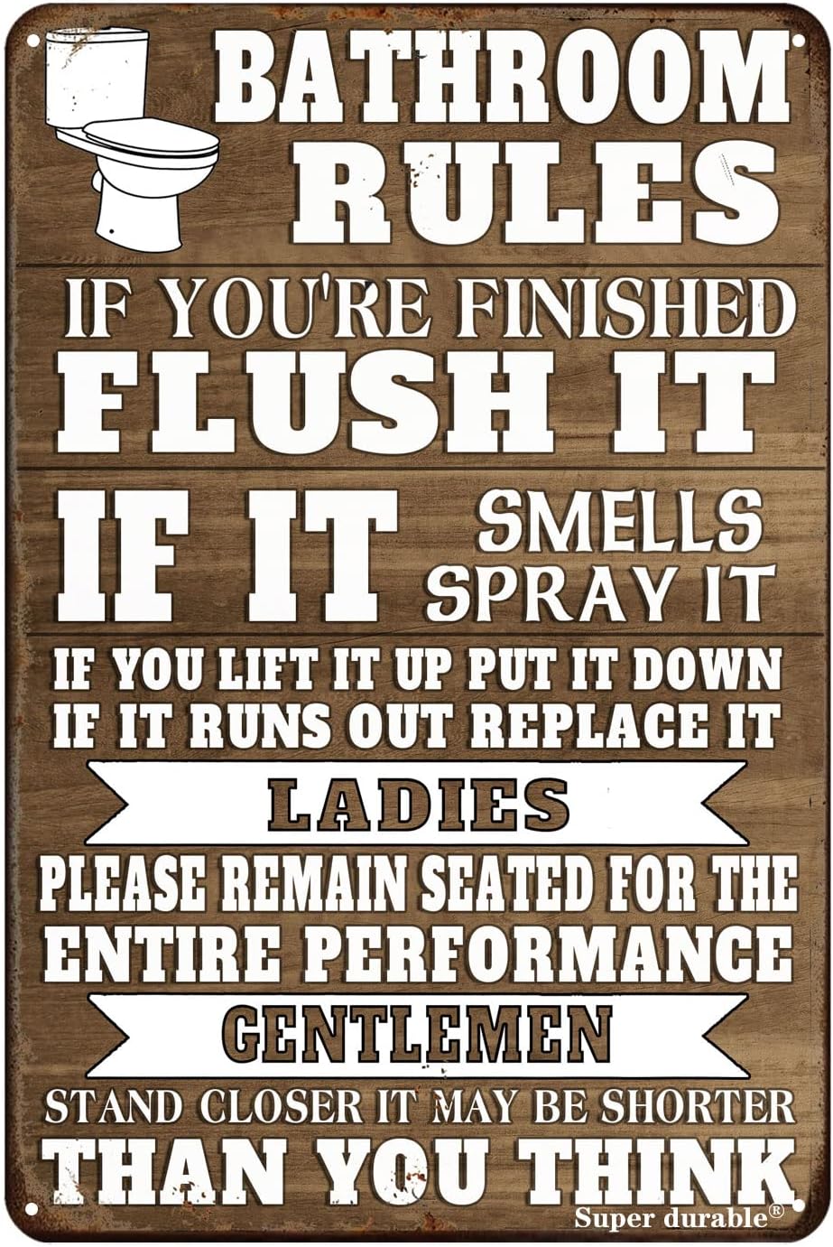 Home Decor Quotes - Grappige badkamerrules metalen blikken bord wanddecoratie