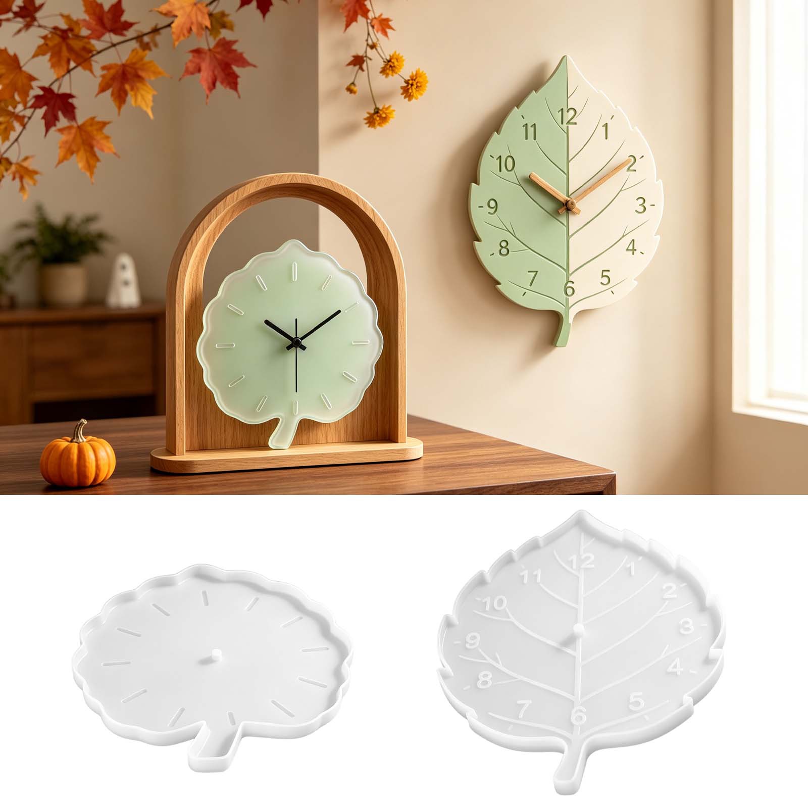 Home Decor Wall Molding - Klok siliconen mallen bladnerf textuur epoxyhars