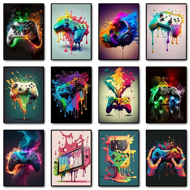 Home Decor Minimal - Kleurrijke pop-art gamer controller gaming wanddecoratie