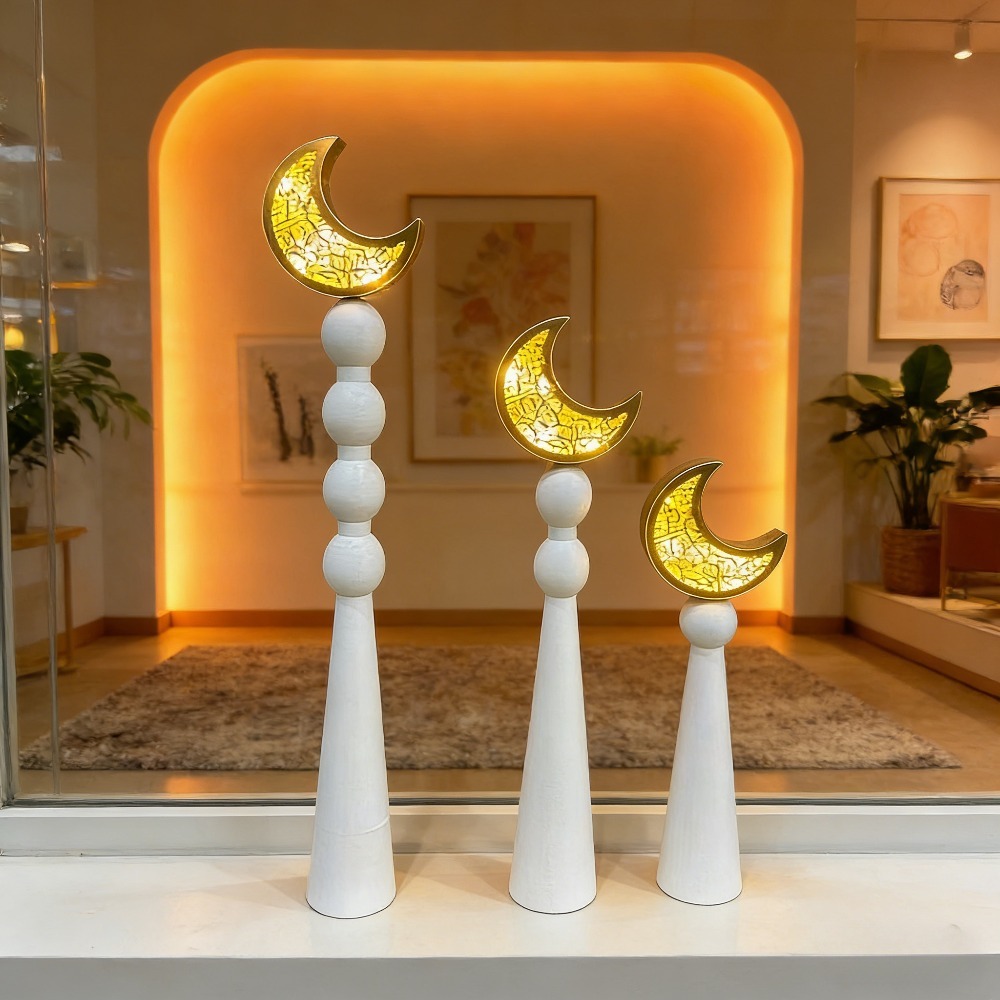 Home Decor Ramadan - Nieuwe Midden-Oosten Arabische houten lichtgevende maan