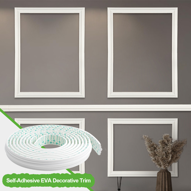 Home Decor Wall Molding - 1 rol flexibele zelfklevende EVA-wandlijst, peel-and-stick
