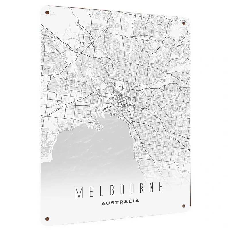 Home Decor Melbourne - Melbourne stadskaart metalen muur kunst moderne