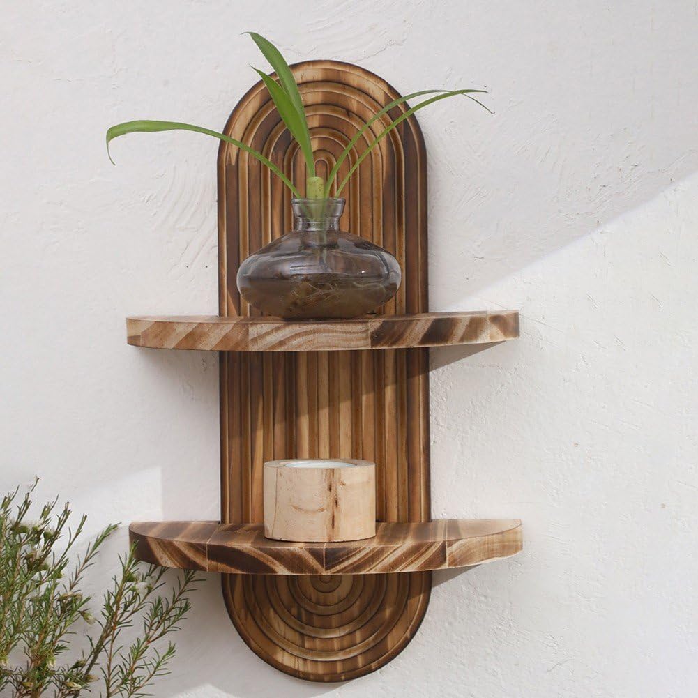 Floating Shelves - Boheemse regenboog hangende wandplank 2-laags houten
