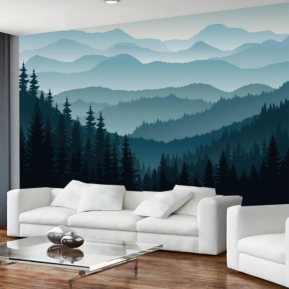 Minimalistisch bergbos wandkle - Home Decor Minimal recensie en prijs