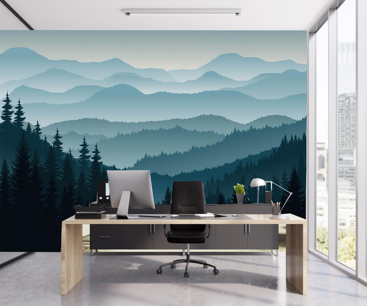 Minimalistisch bergbos wandkle - Home Decor Minimal recensie en prijs
