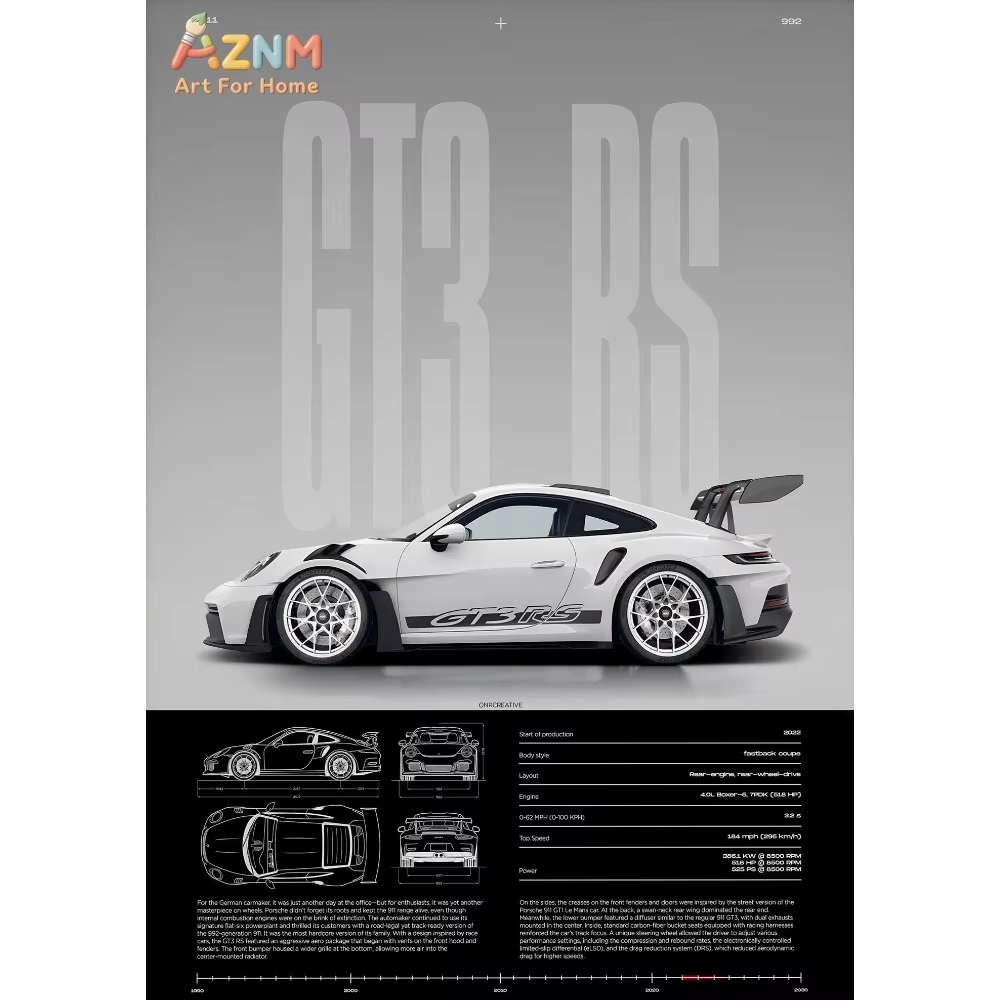 1pc Minimalistische 911 GT3-RS - Home Decor Minimal recensie en prijs