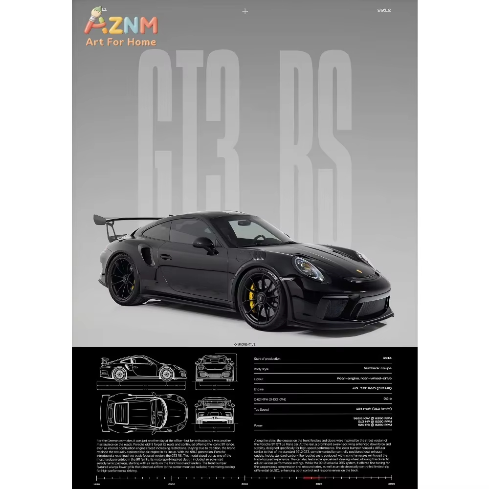 1pc Minimalistische 911 GT3-RS - Home Decor Minimal recensie en prijs